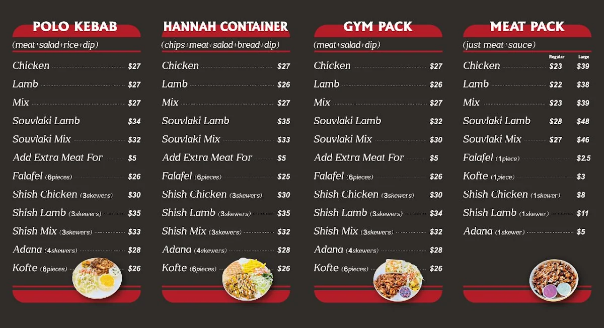 Menu, Hannah Kebabs