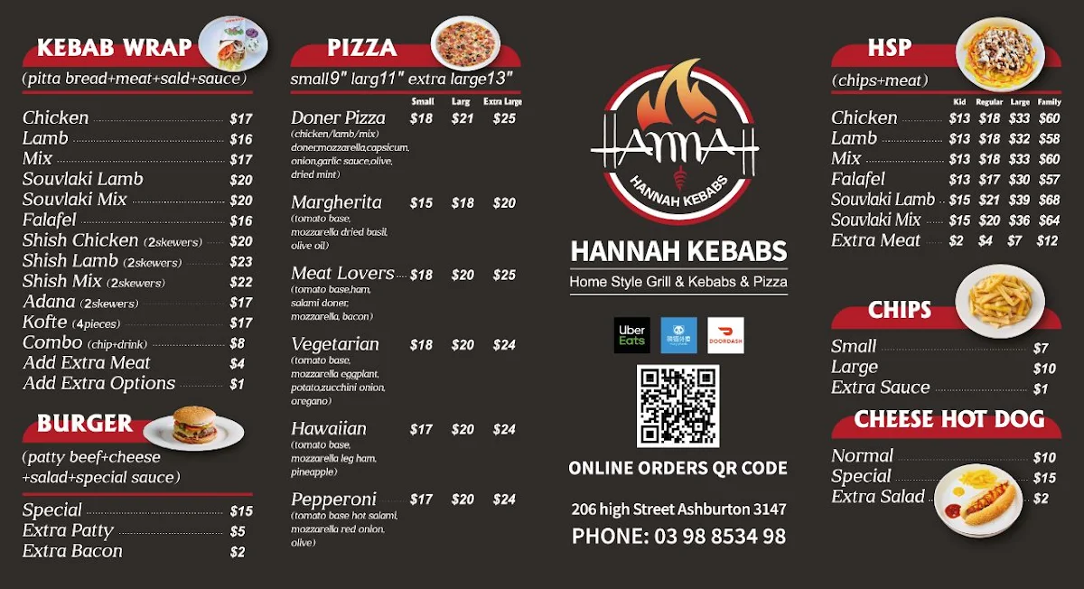 Menu, Hannah Kebabs