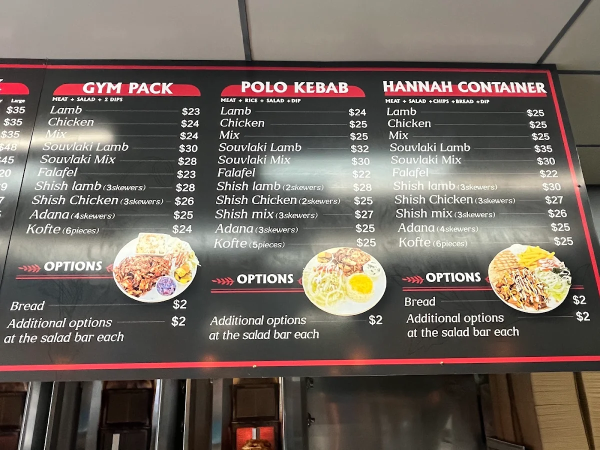 Menu, Hannah Kebabs
