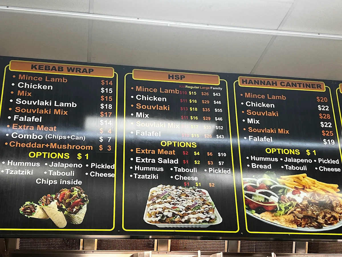 Menu, Hannah Kebabs