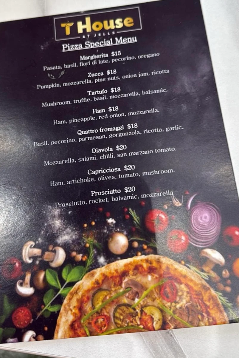 Menu, T House at Jells