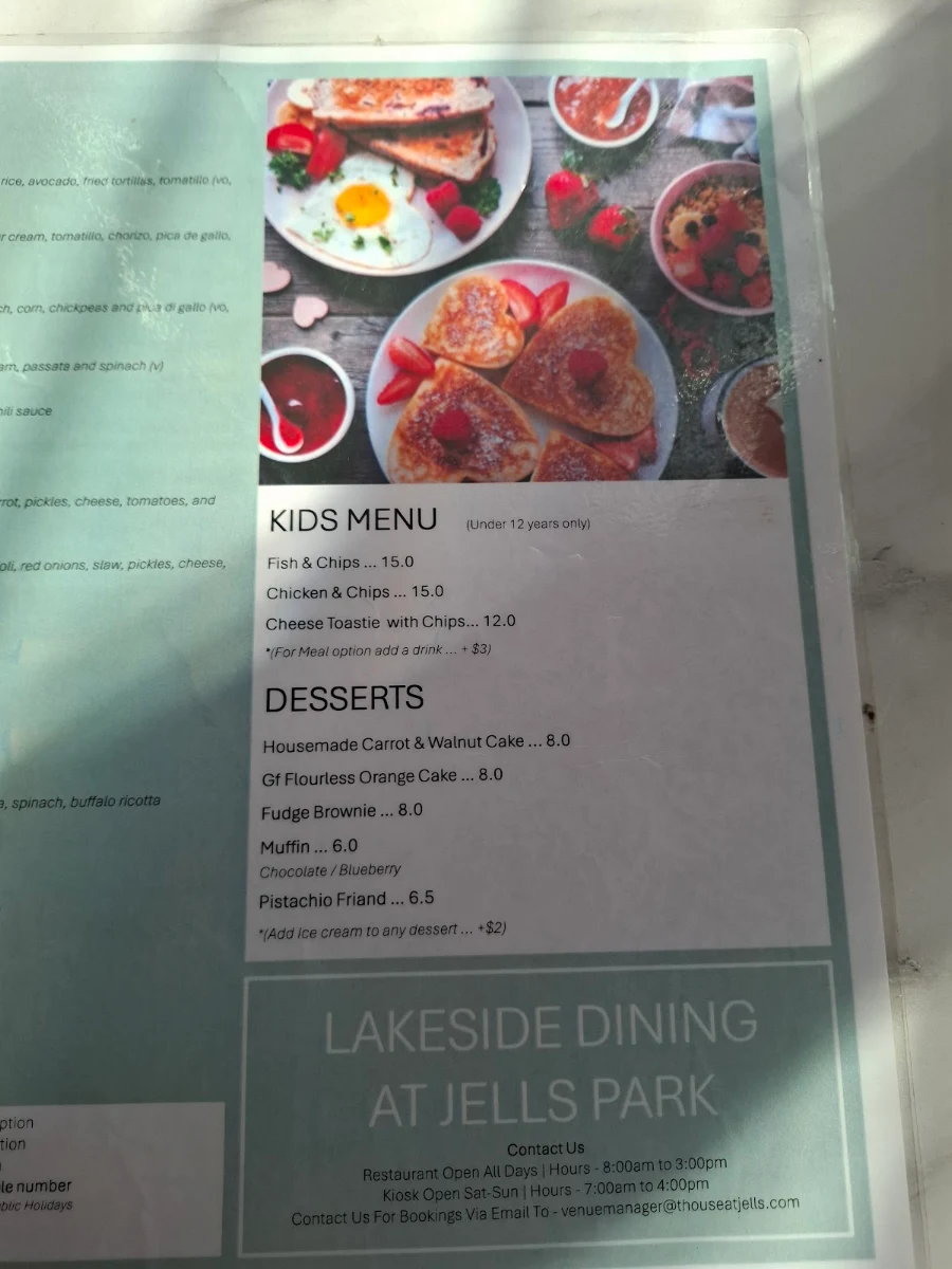 Menu, T House at Jells