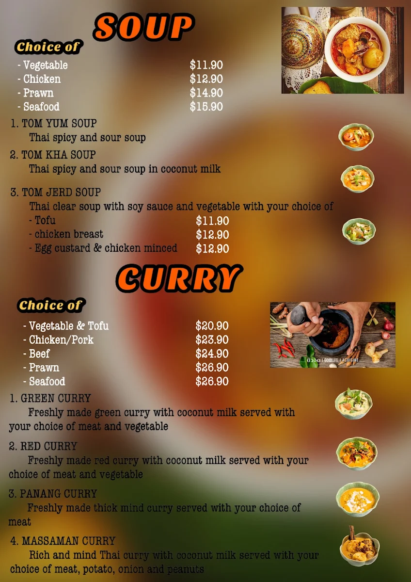 Menu, I Spice Thai Restaurant