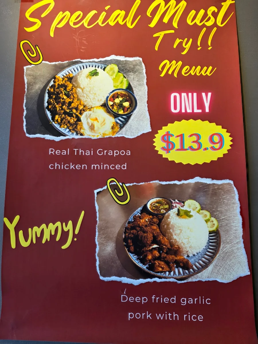 Menu, I Spice Thai Restaurant