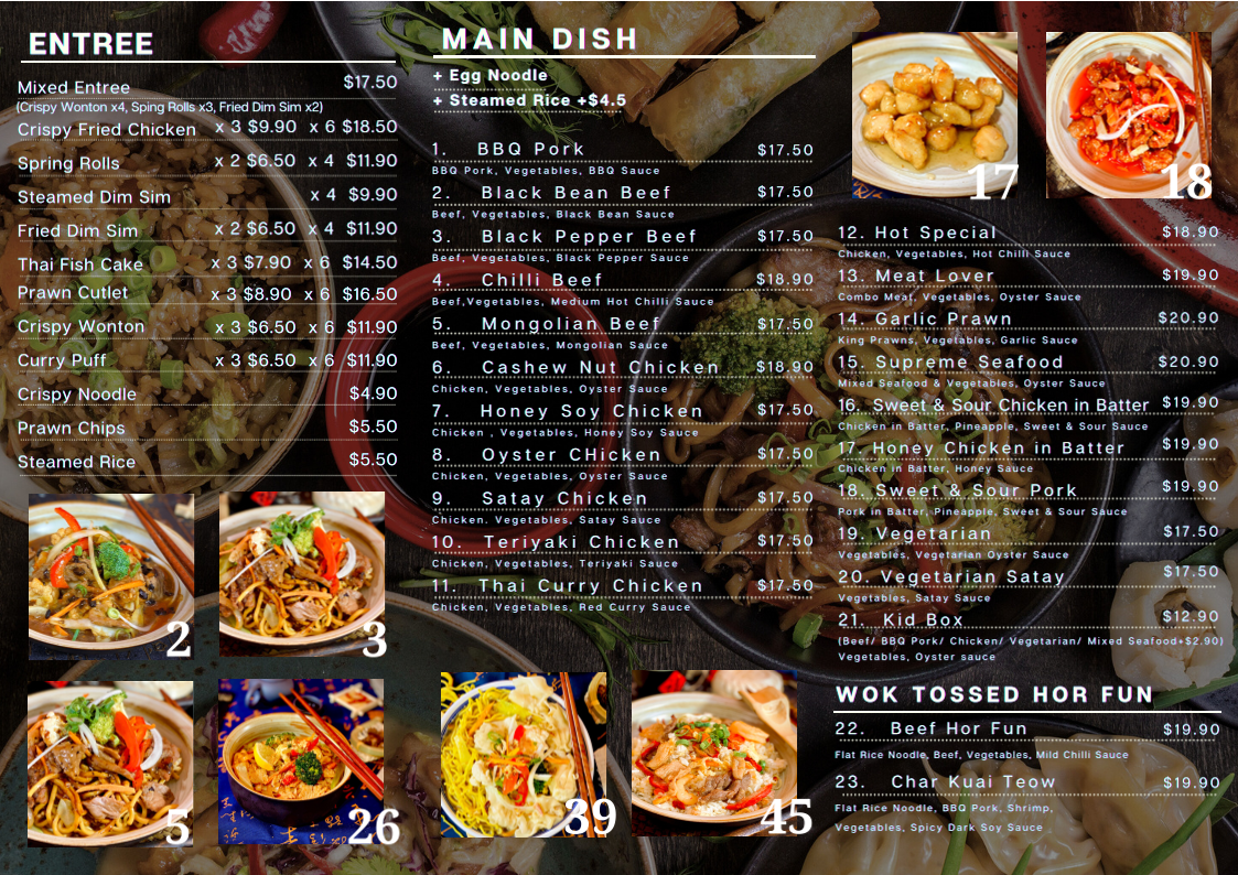 Menu, Chinese Takeaway - Noodle & Rice
