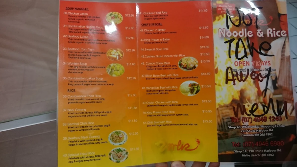 Menu, Chinese Takeaway - Noodle & Rice