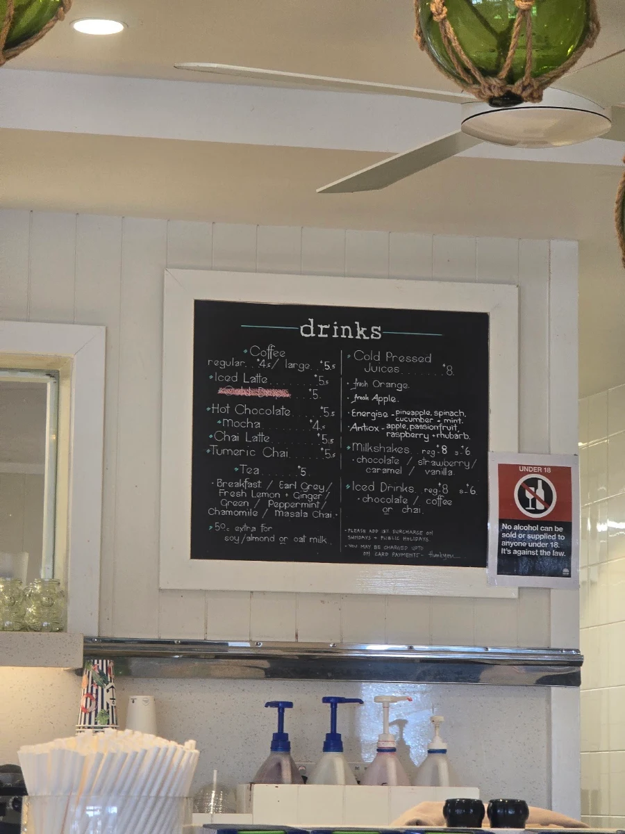 Menu, The Boathouse Cafe