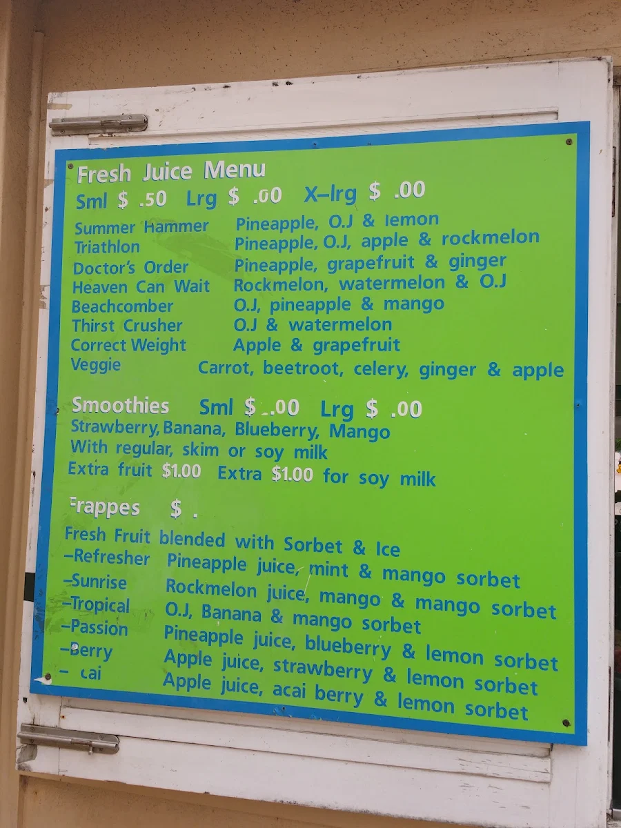 Menu, The Coogee Bay Kiosk