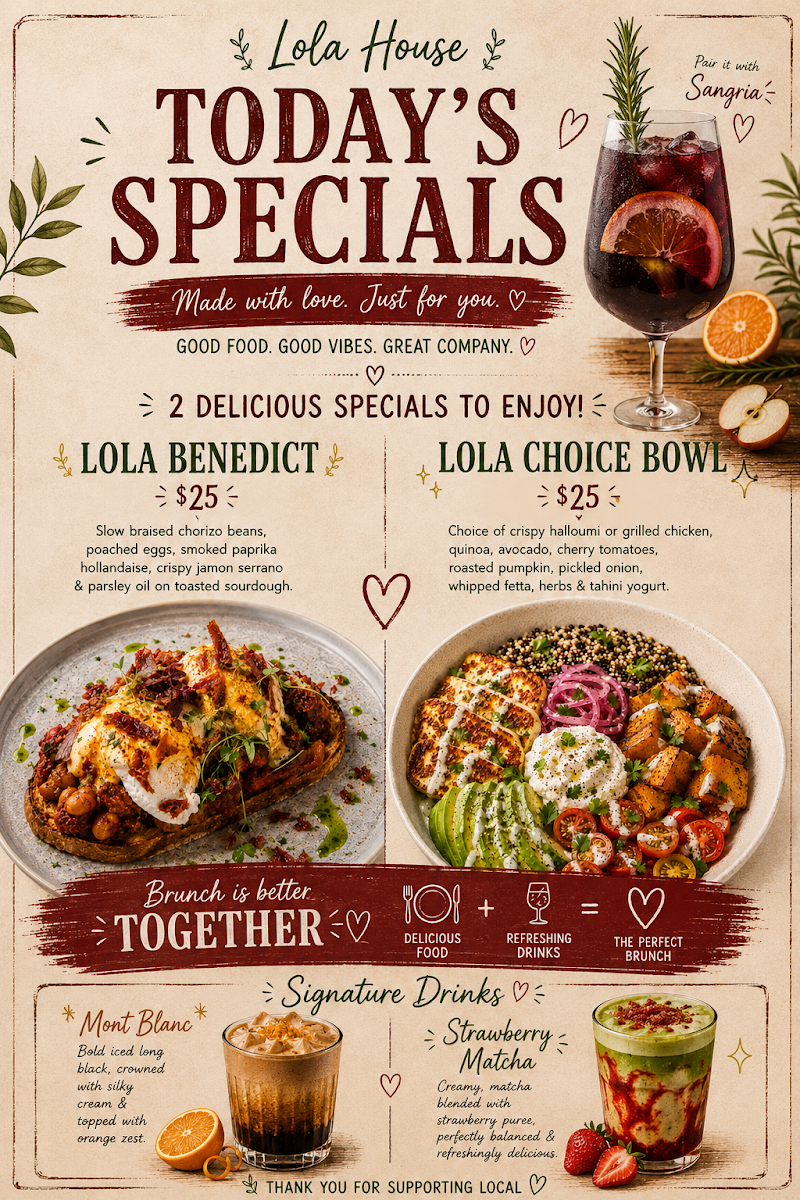 Menu, Lola Café