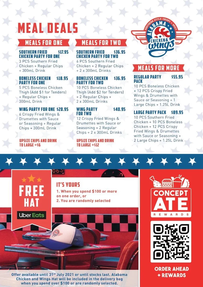 Menu, Alabama Wings
