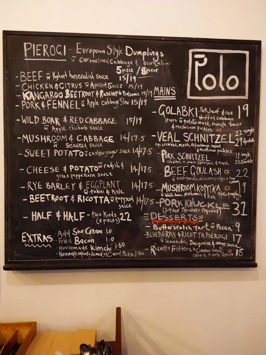 Menu, Polo Restaurant opening hours Wednesday to Saturday