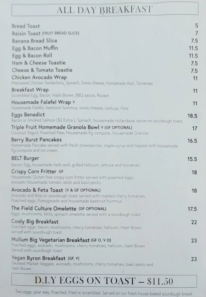 Menu, Cooly food culture
