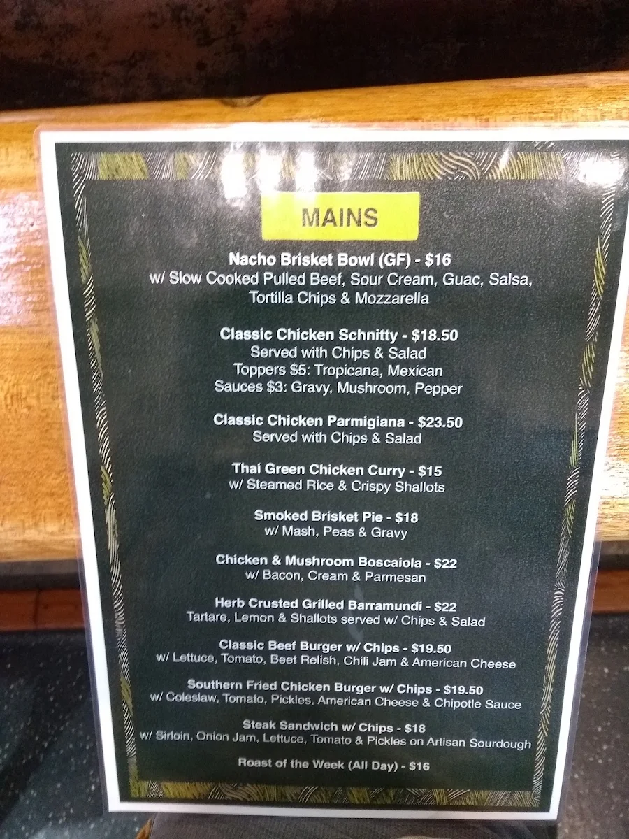 Menu, Beauford Hotel