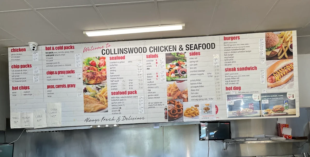 Menu, Collinswood Chicken and Seafood