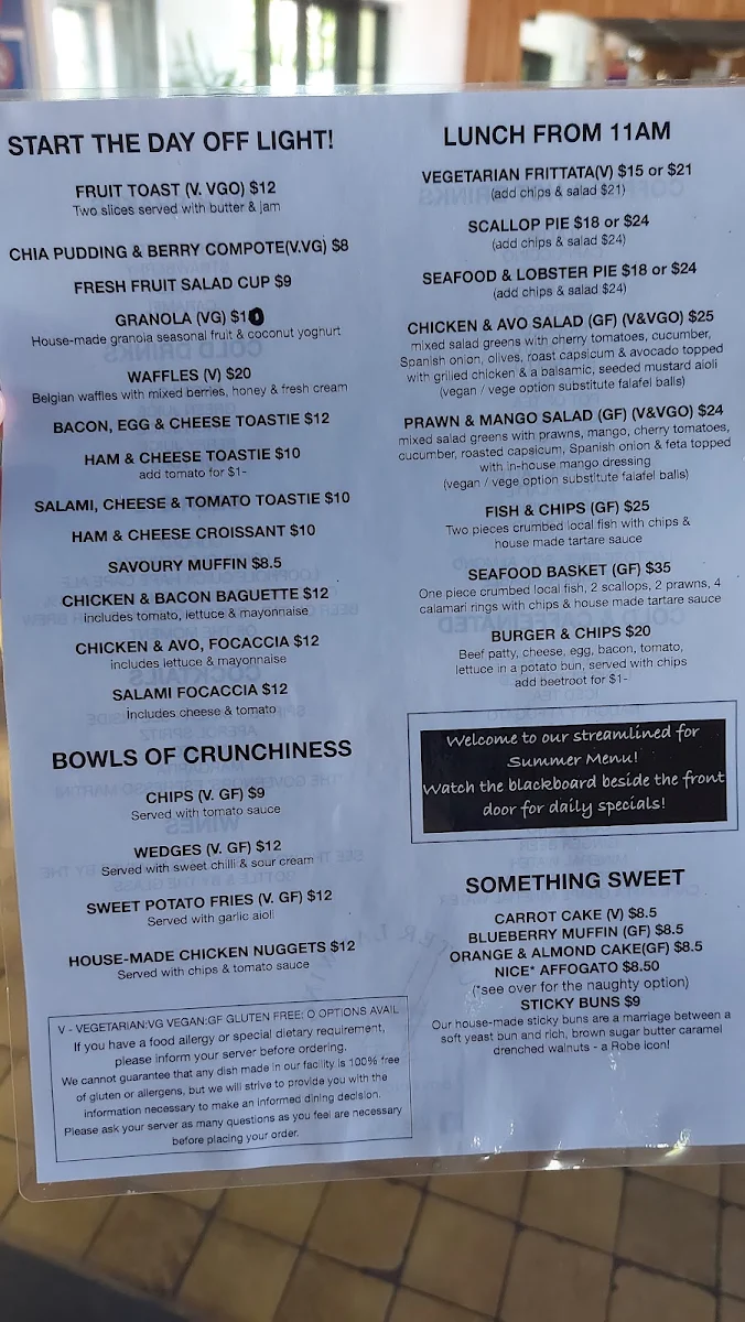 Menu, The Cutter Lapwing Governor Robe