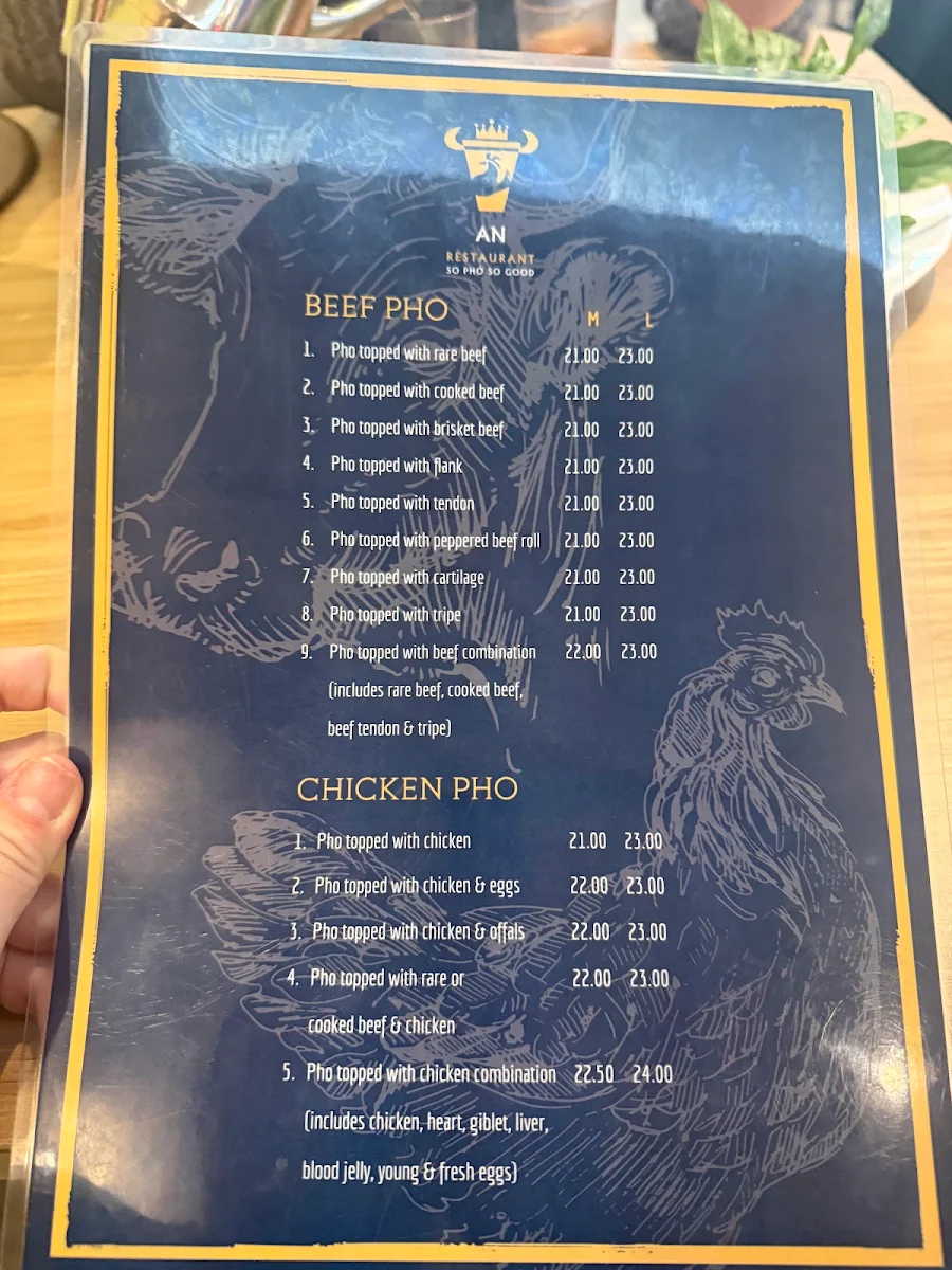 Menu, AN Restaurant
