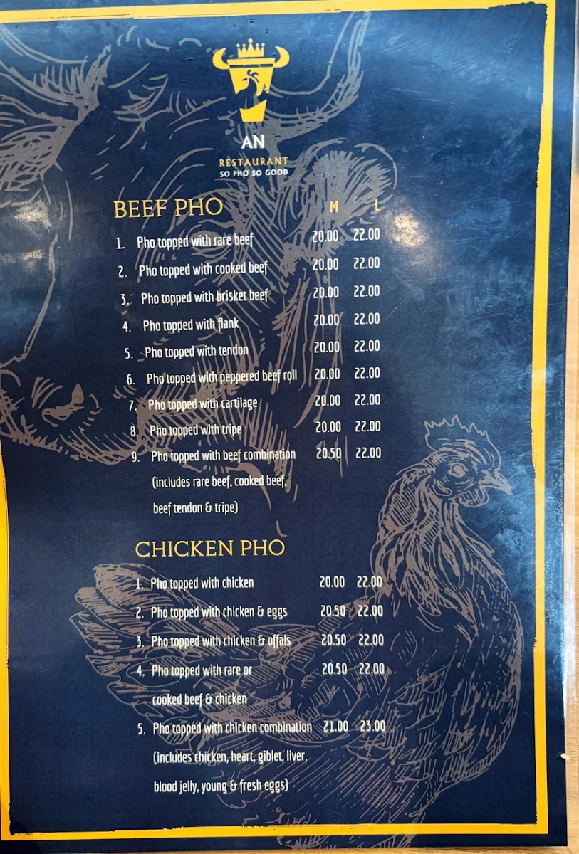 Menu, AN Restaurant