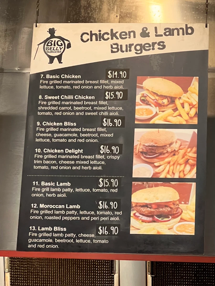 Menu, Big Belly Burgers