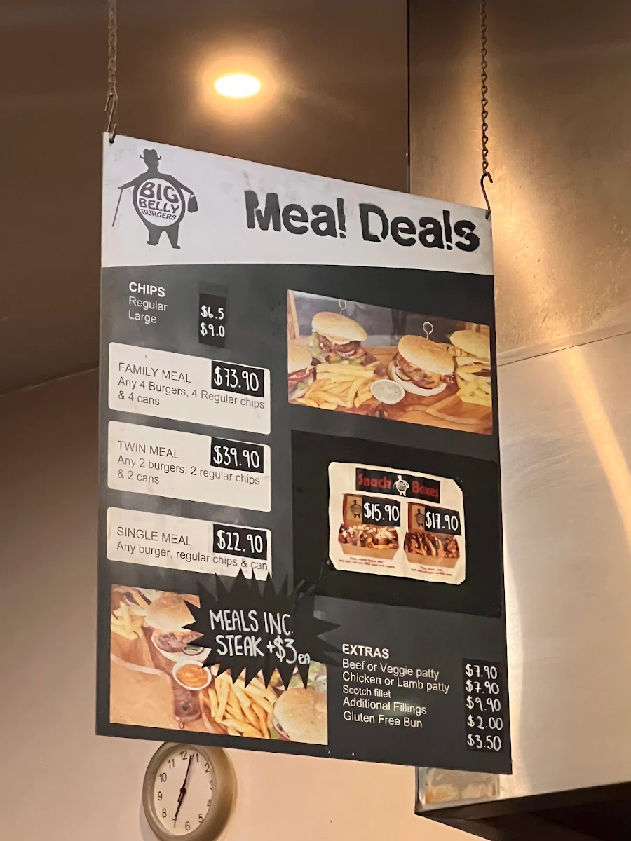 Menu, Big Belly Burgers