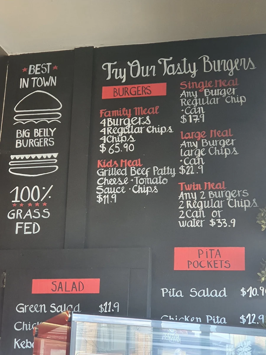 Menu, Big Belly Burgers