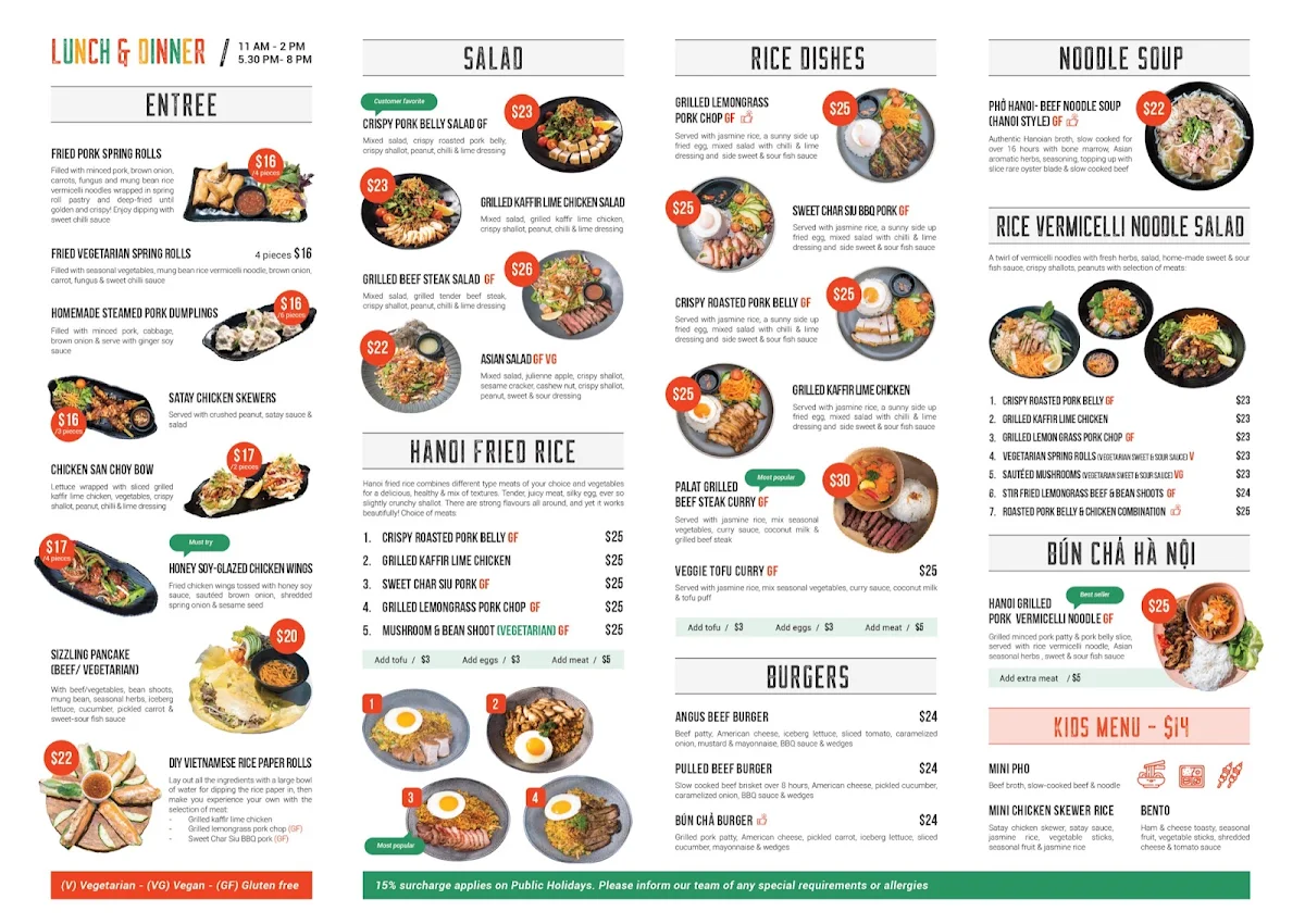 Menu, Café Palat