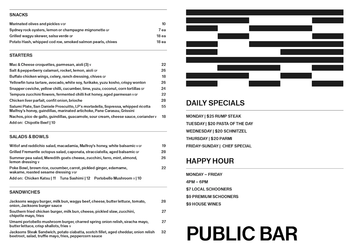 Menu, Jacksons on George