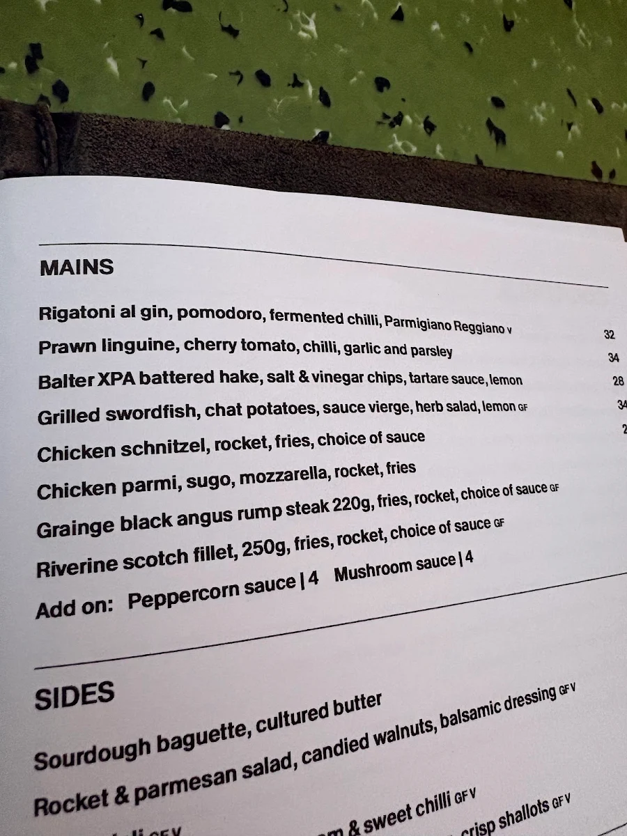Menu, Jacksons on George
