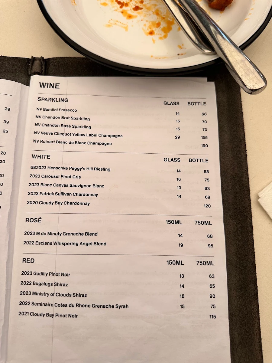 Menu, Jacksons on George
