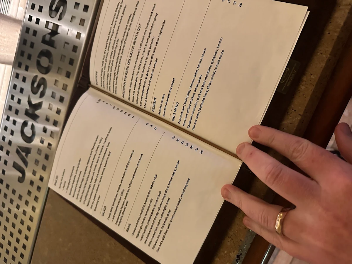 Menu, Jacksons on George
