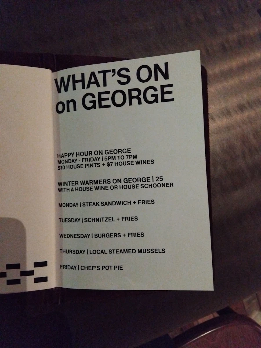 Menu, Jacksons on George