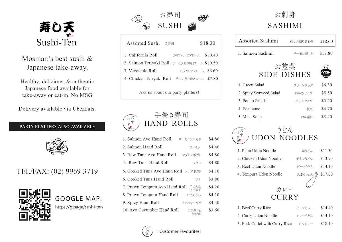 Menu, Sushi-Ten Mosman