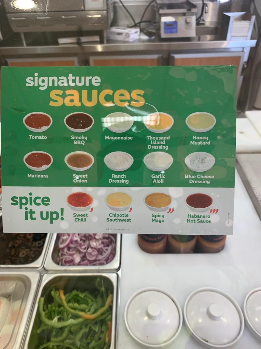 Menu, Subway