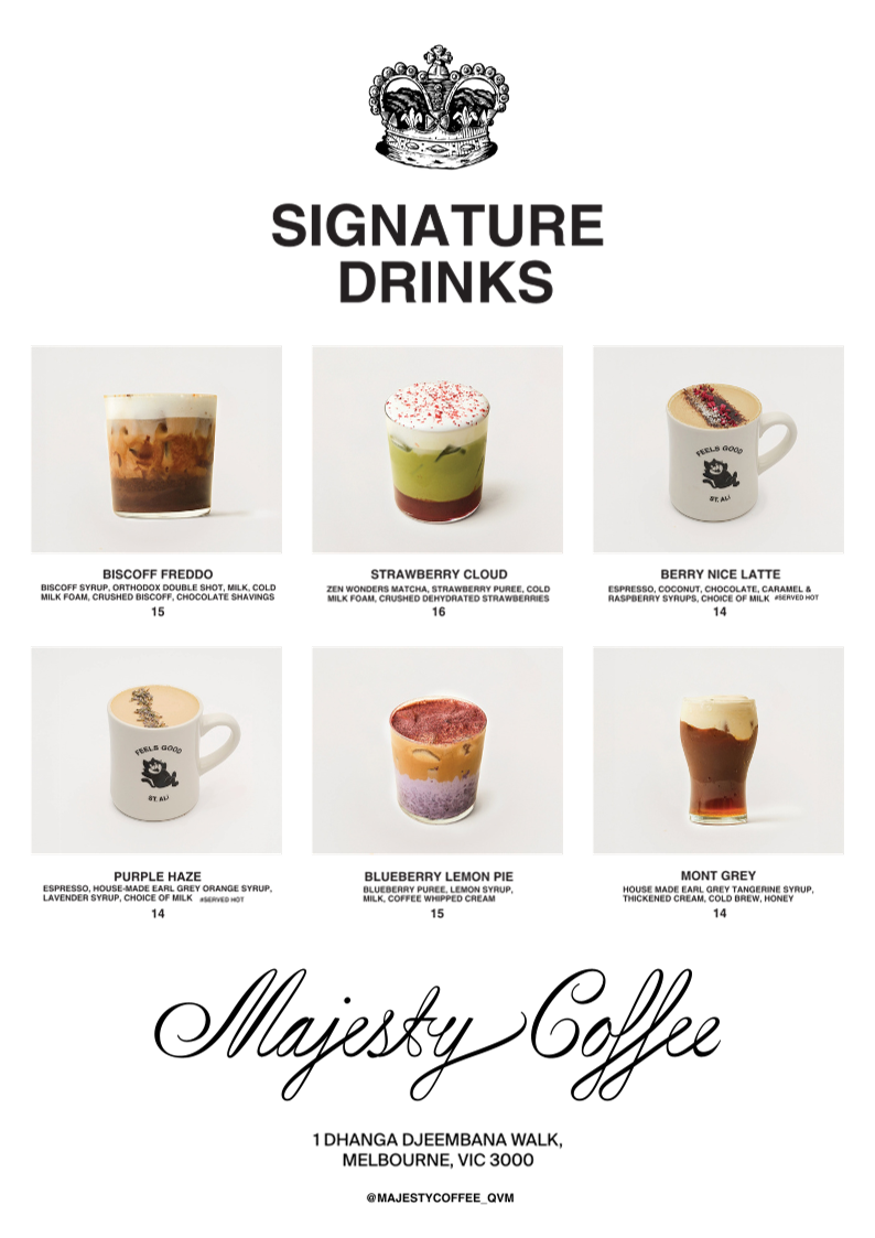 Menu, Majesty Coffee