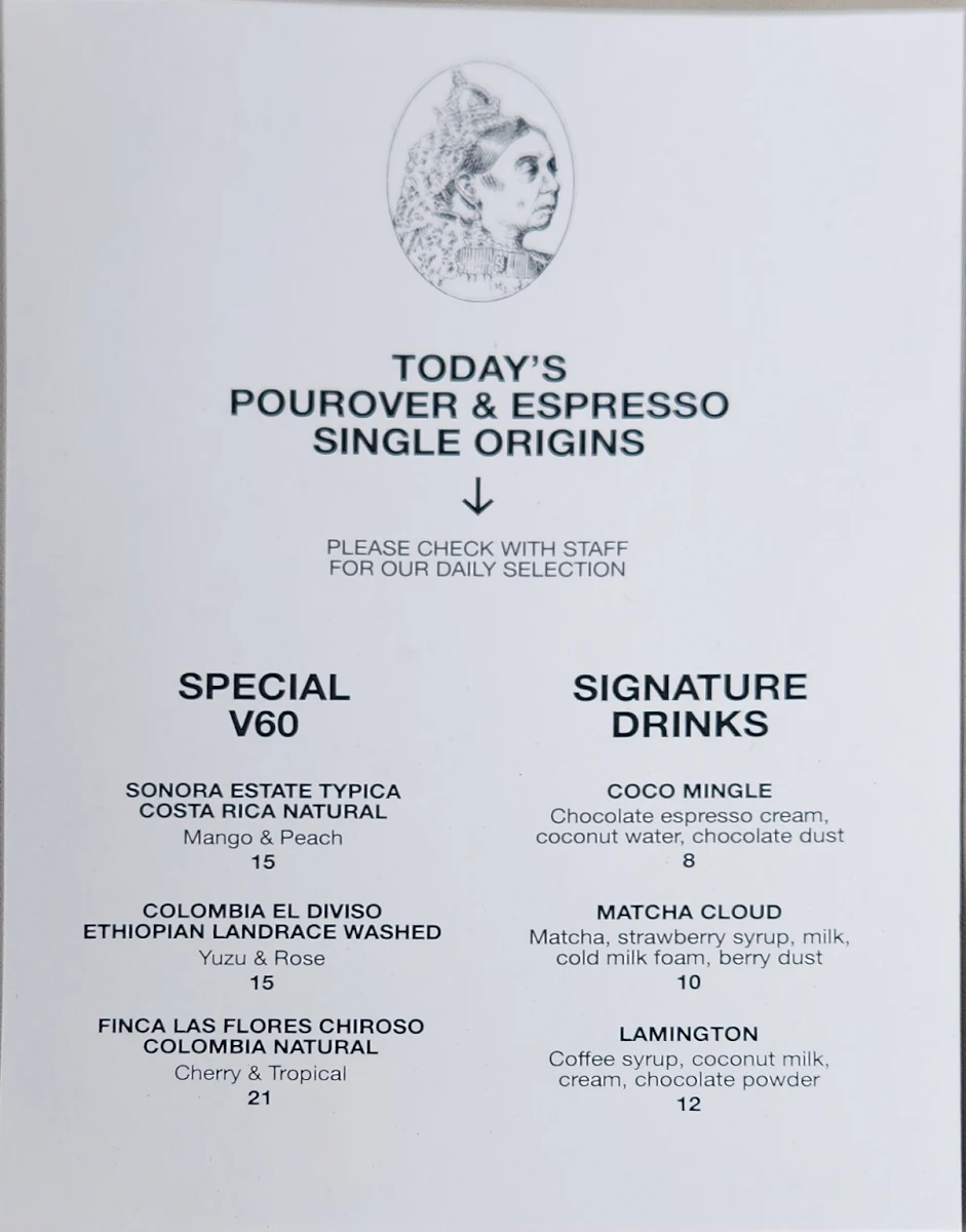 Menu, Majesty Coffee