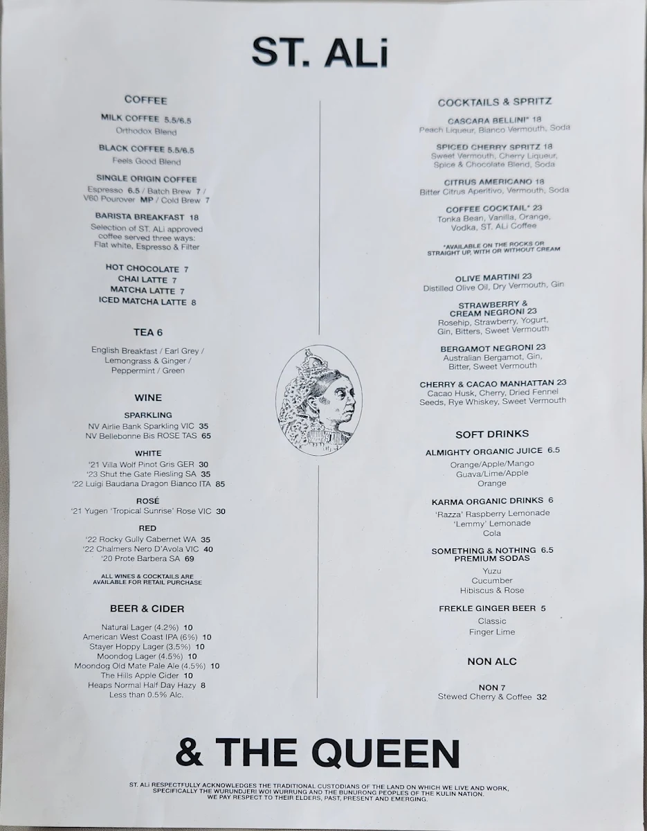 Menu, Majesty Coffee