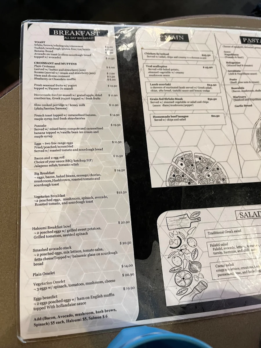 Menu, Cosmopolitan Cafe Bondi Junction