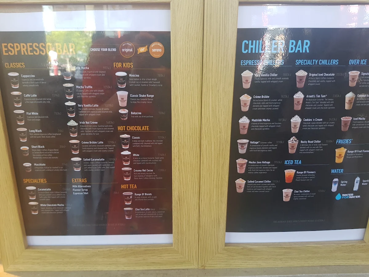 Menu, Gloria Jean's Springvale