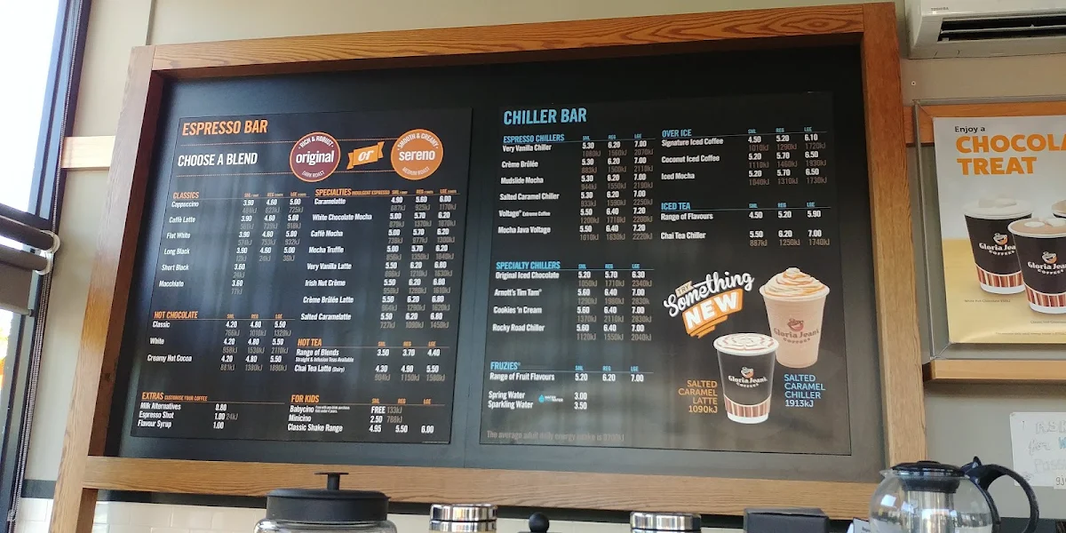 Menu, Gloria Jean's Springvale