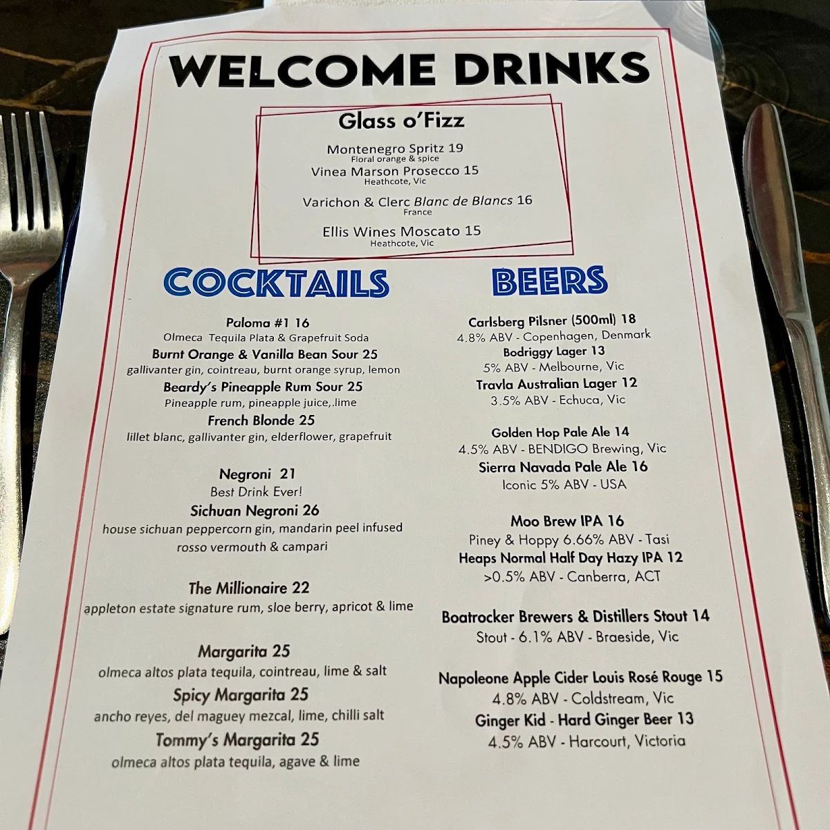 Menu, The Dispensary Bar & Diner