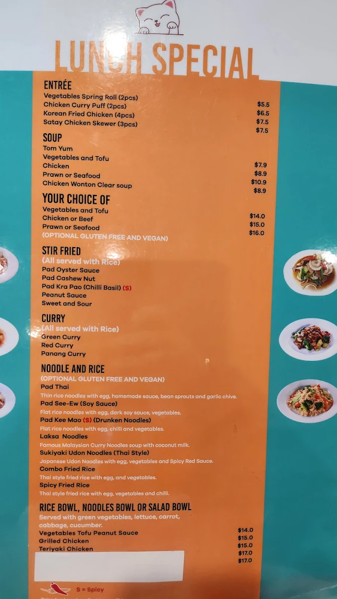 Menu, Jack's Thai @ Nairne