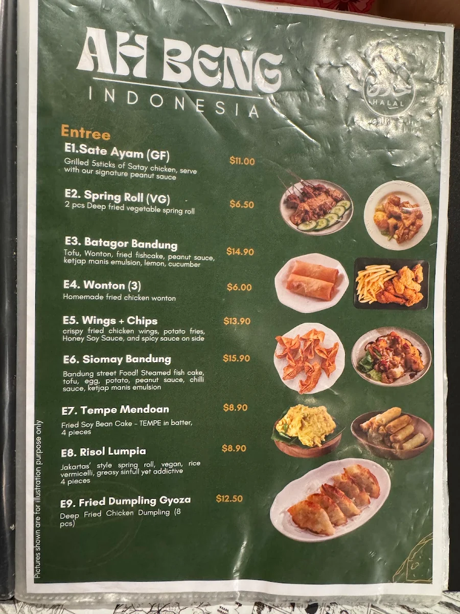 Menu, Ah Beng Indonesia