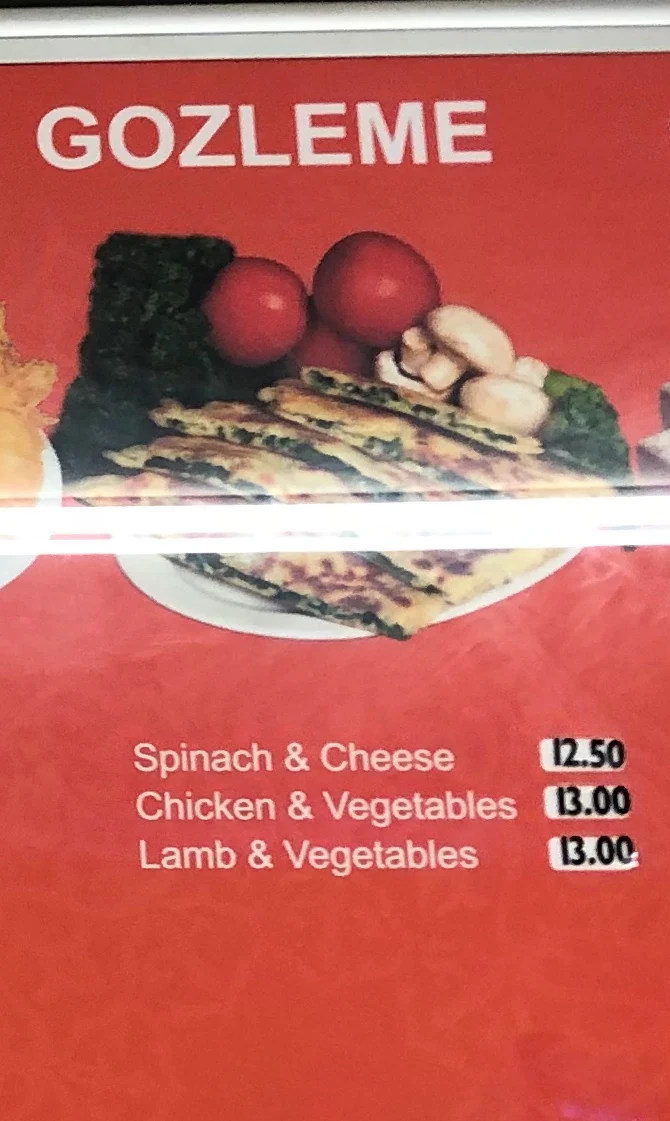 Menu, Shenton Kebabs Turkish Bakery