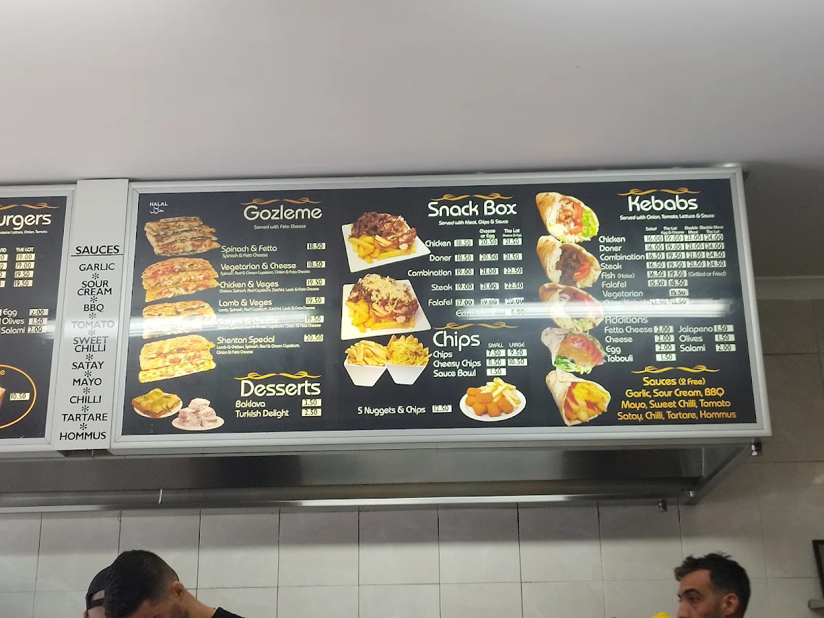 Menu, Shenton Kebabs Turkish Bakery