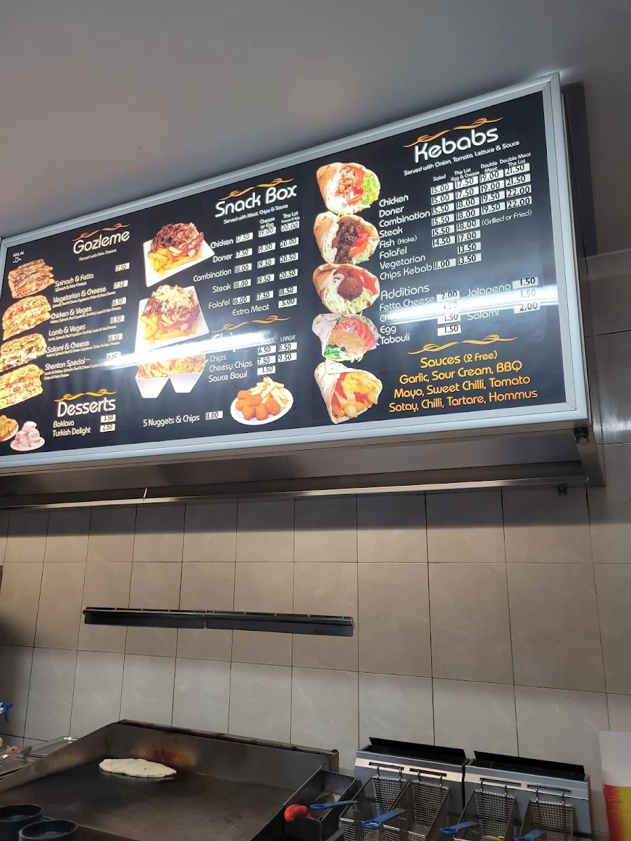 Menu, Shenton Kebabs Turkish Bakery