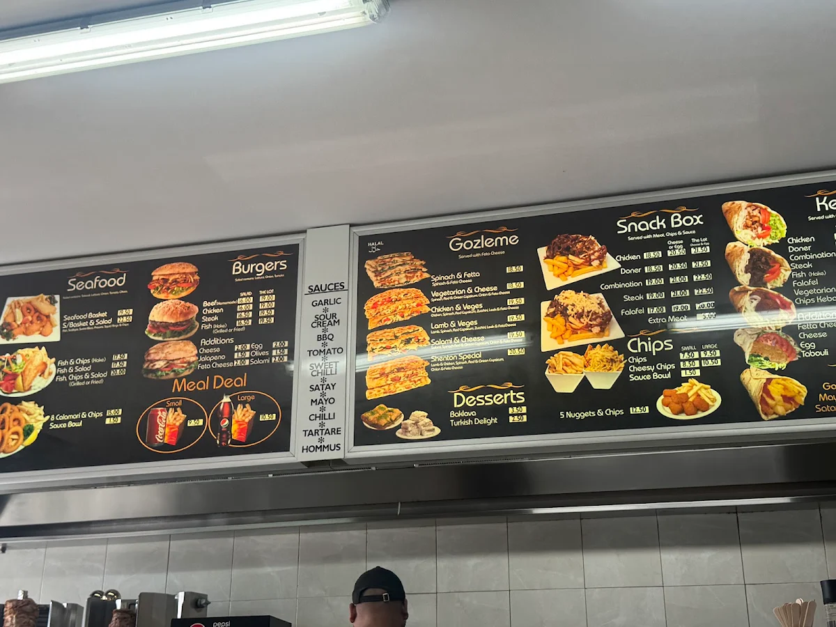 Menu, Shenton Kebabs Turkish Bakery