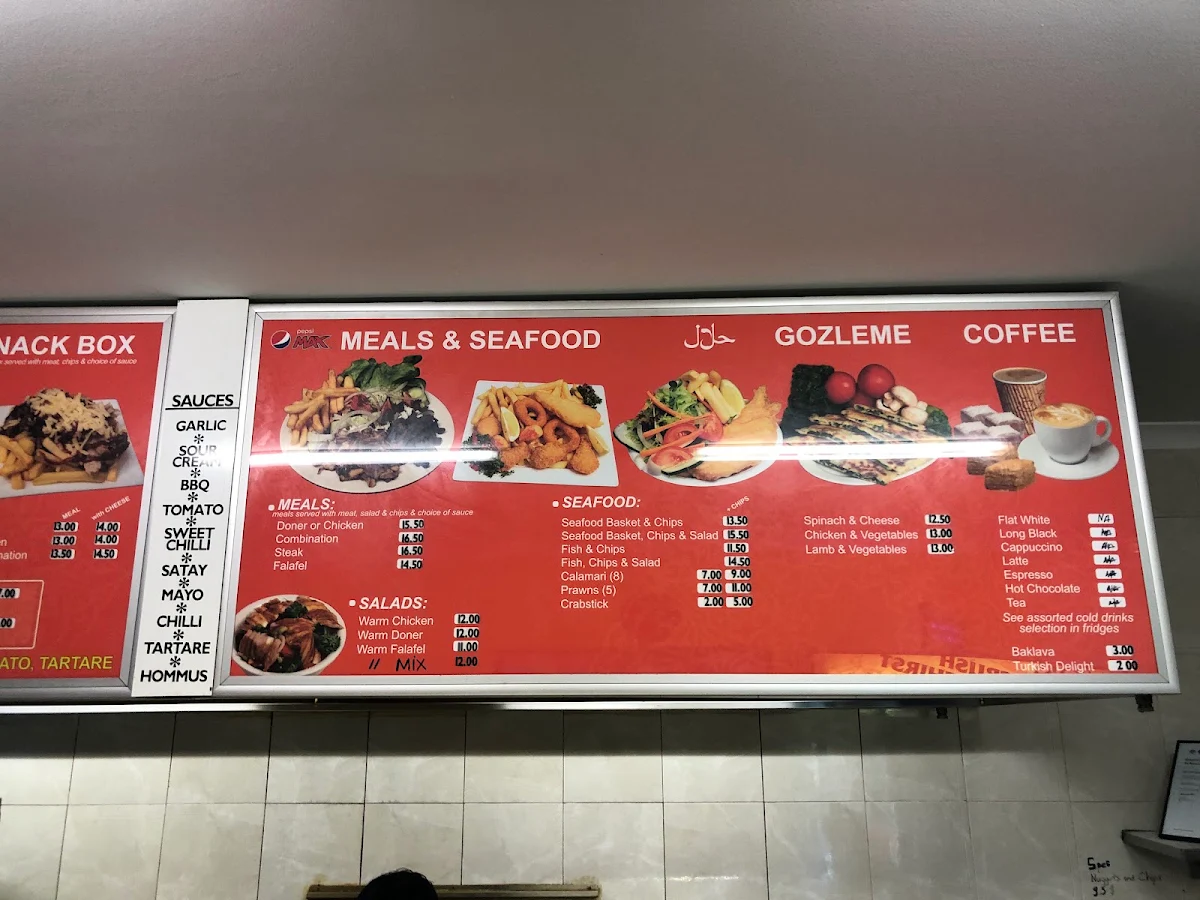 Menu, Shenton Kebabs Turkish Bakery