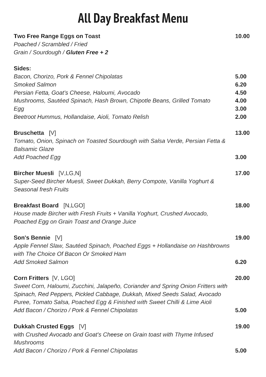 Menu, The Colonel's Son