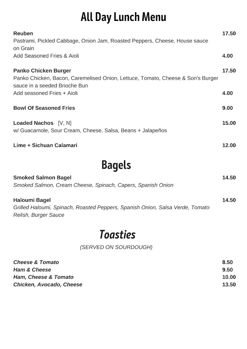 Menu, The Colonel's Son