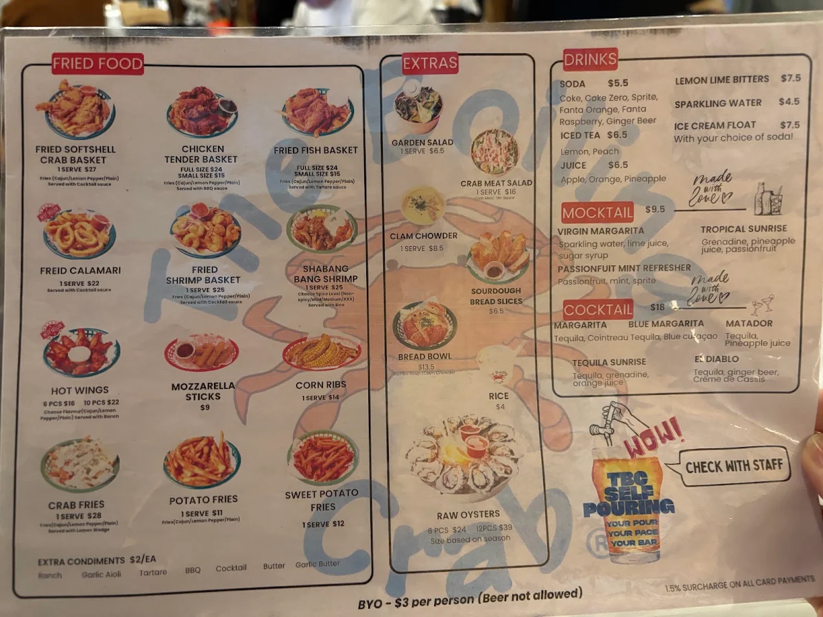 Menu, The Boiling Crab | Sydney CBD