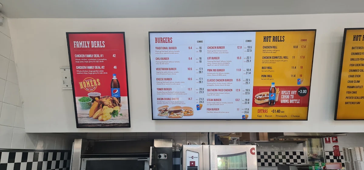 Menu, Homers - Takeaway